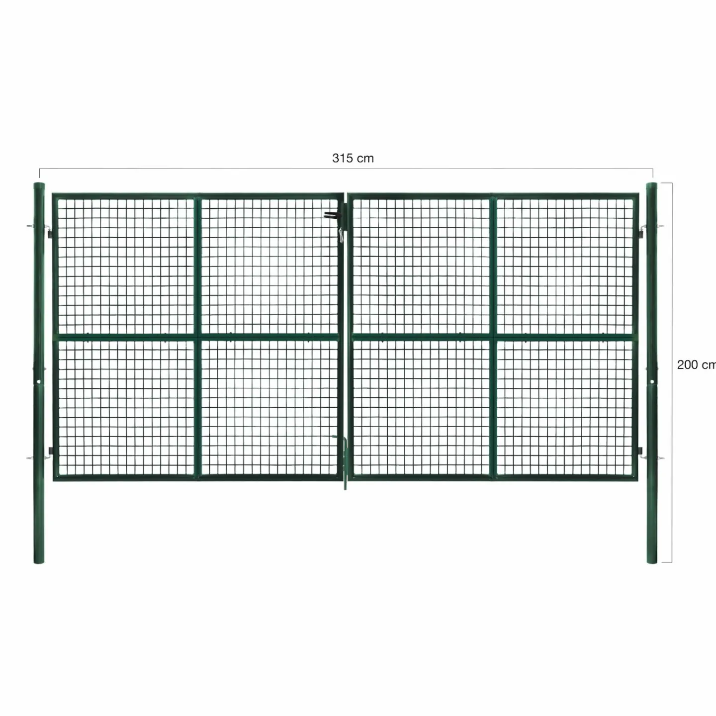 Portail battant grillagé en acier vert 3M15 x 1M50 avec serrure et poignée*IDMarket Clearance