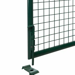 Portail battant grillagé en acier vert 3M15 x 1M50 avec serrure et poignée*IDMarket Clearance
