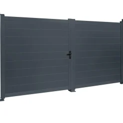 Portail battant 302x160 cm en aluminium gris anthracite*IDMarket Best