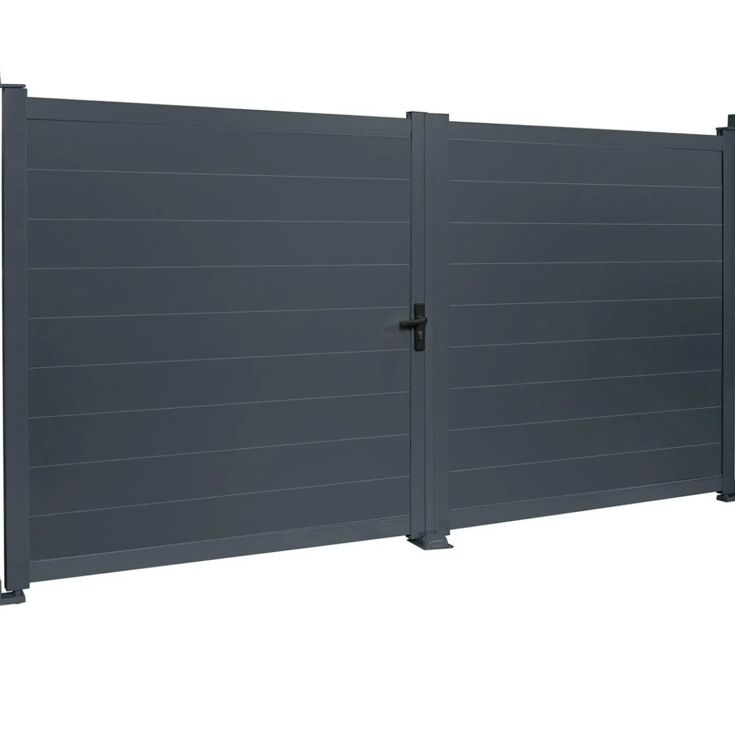 Portail battant 302x160 cm en aluminium gris anthracite*IDMarket Best