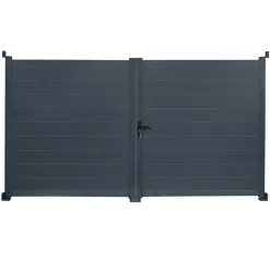 Portail battant 302x160 cm en aluminium gris anthracite*IDMarket Best