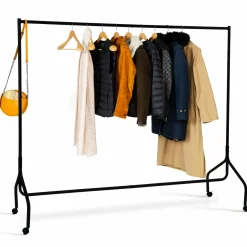 Portant à vêtements métal noir sur roulettes*IDMarket Outlet