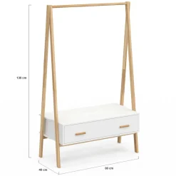 Portant enfant tipi avec 1 porte blanc et bois 130 cm*IDMarket Online