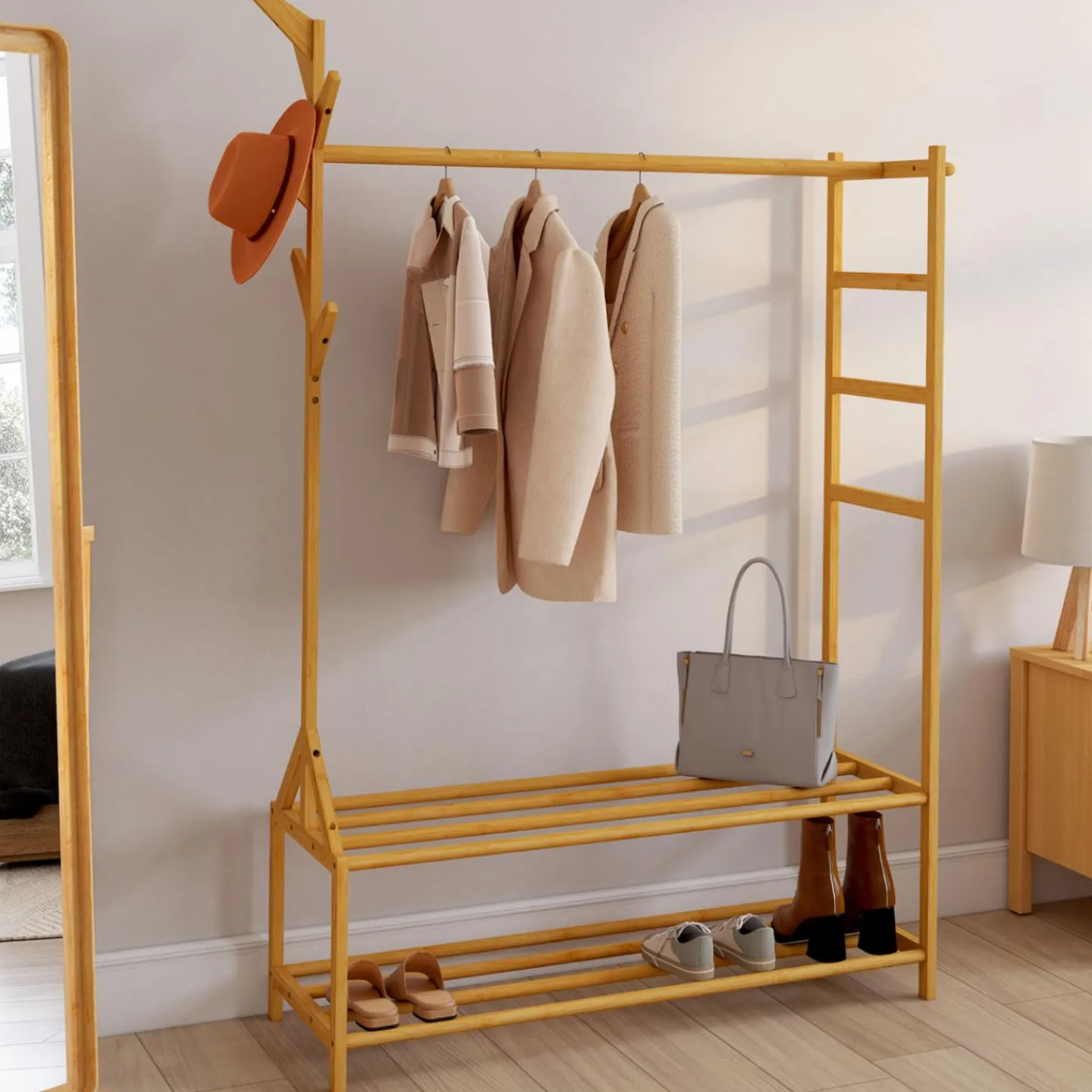 Portant vêtement en bambou*IDMarket Clearance