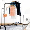 Portant vêtements double en métal noir avec étagère à chaussures*IDMarket Online