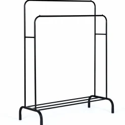 Portant vêtements double en métal noir avec étagère à chaussures*IDMarket Online