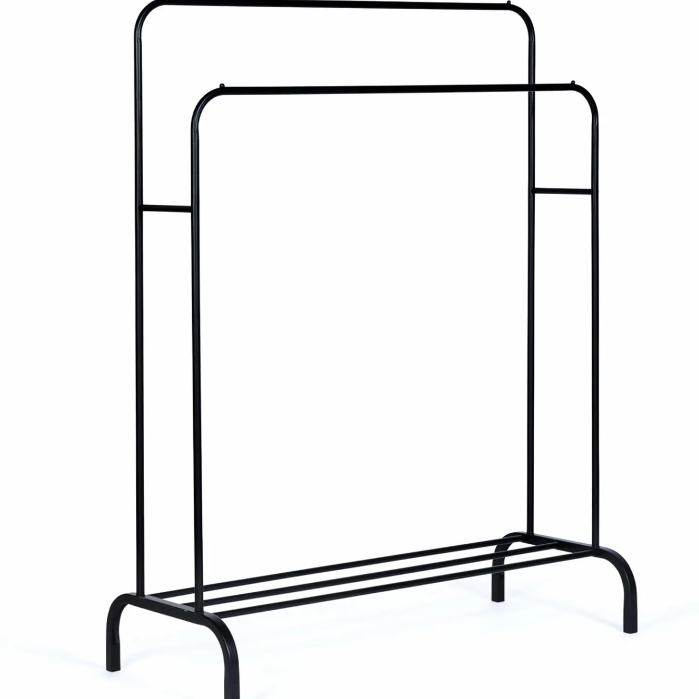 Portant vêtements double en métal noir avec étagère à chaussures*IDMarket Online