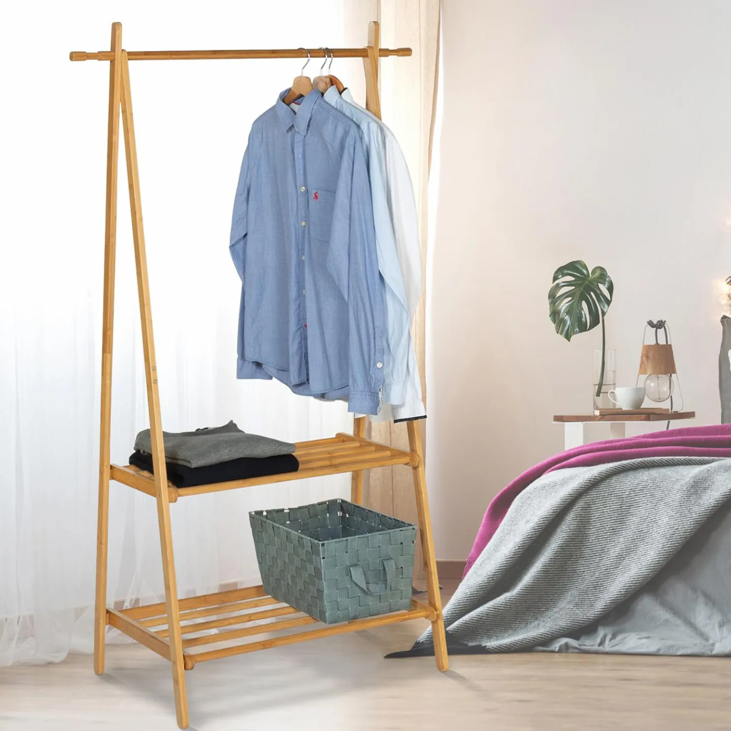 Portant vêtements en bambou*IDMarket Hot