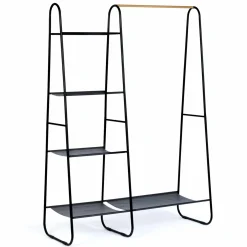 Portant vêtements en métal noir et façon bois*IDMarket Sale