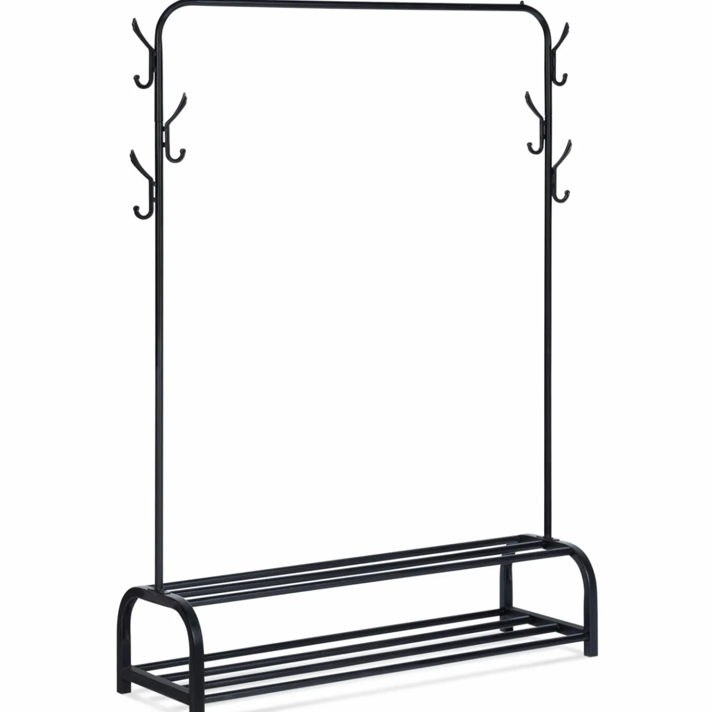 Portant vêtements en métal noir avec étagères à chaussures*IDMarket