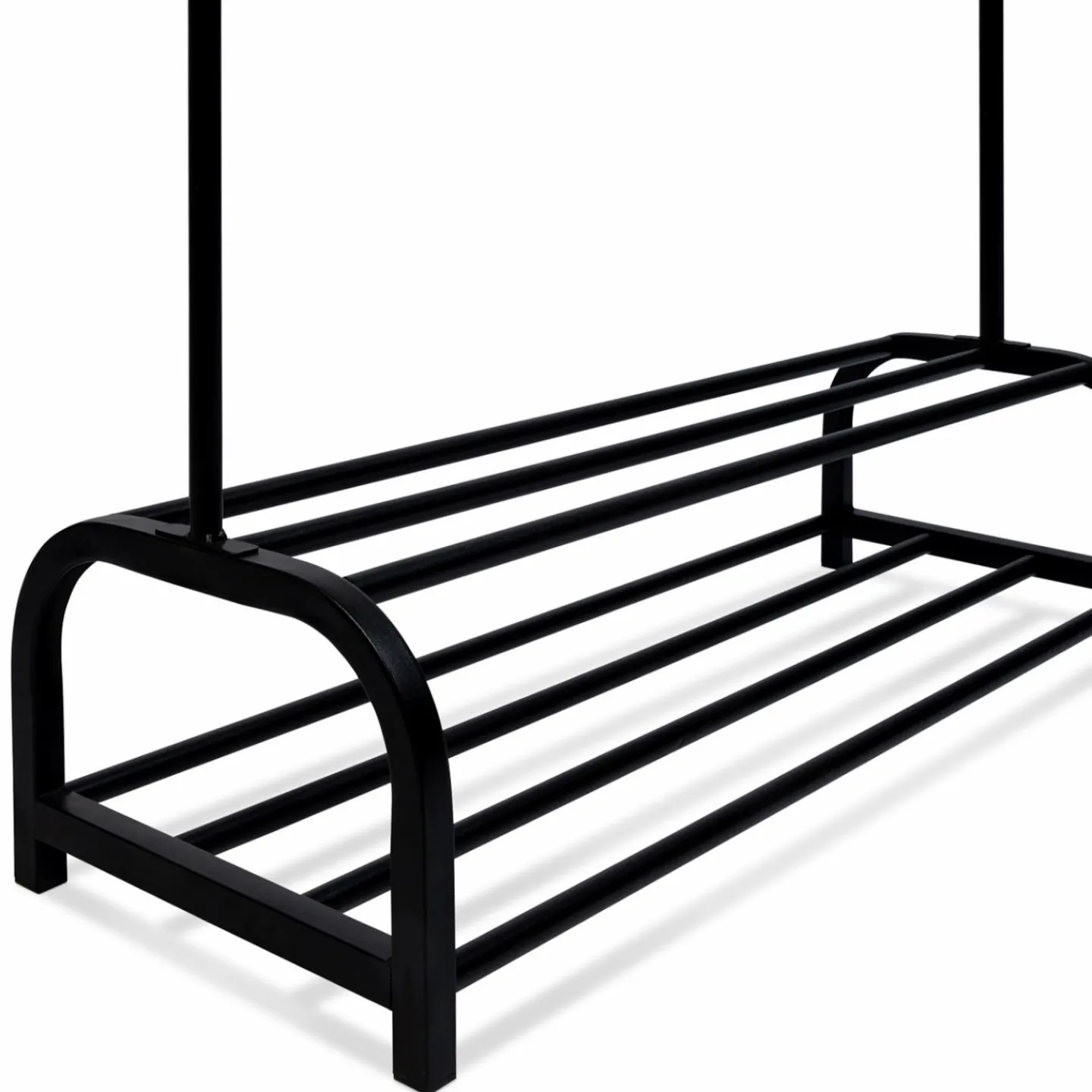 Portant vêtements en métal noir avec étagères à chaussures*IDMarket