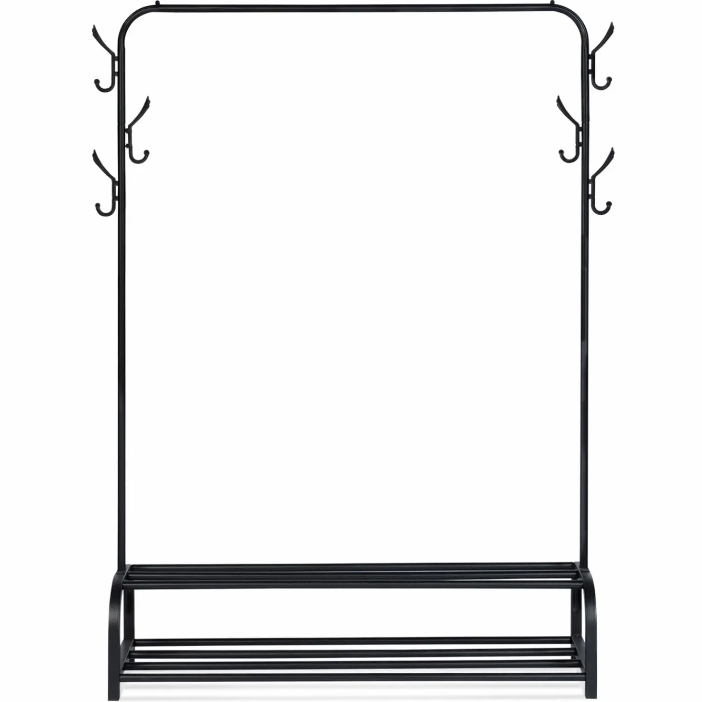 Portant vêtements en métal noir avec étagères à chaussures*IDMarket