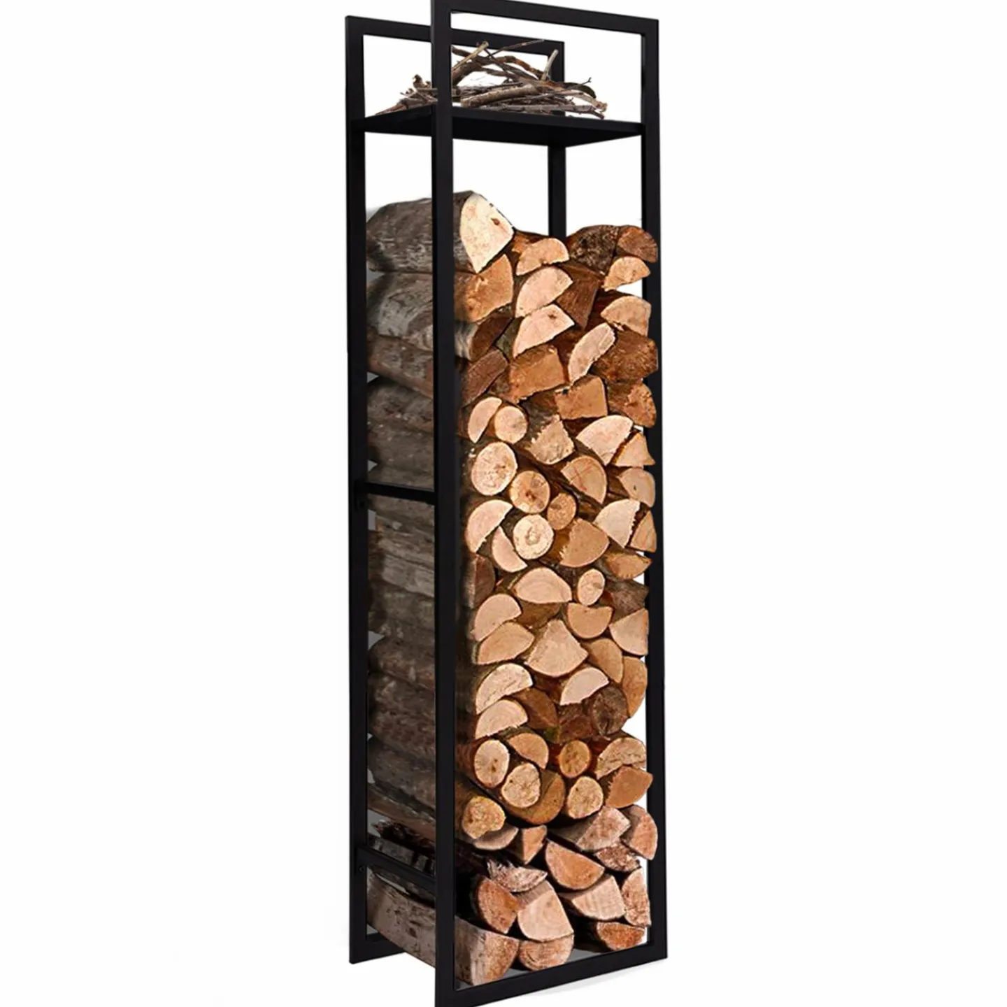 Porte bûches vertical intérieur 170 cm en métal noir*IDMarket