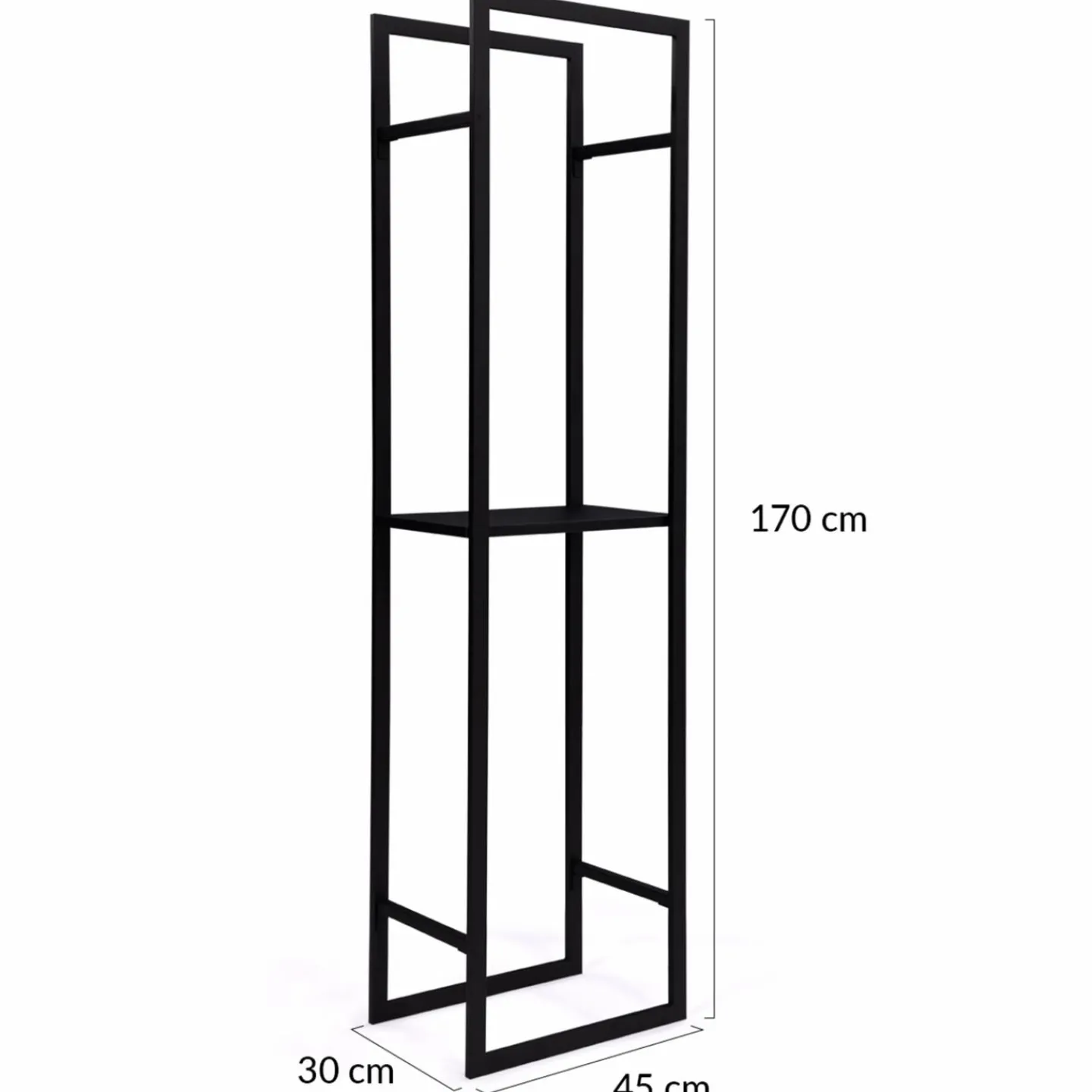 Porte bûches vertical intérieur 170 cm en métal noir*IDMarket