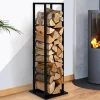 Porte bûches vertical intérieur 112 CM en métal noir*IDMarket