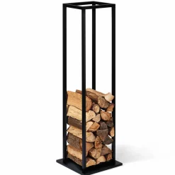 Porte bûches vertical intérieur 112 CM en métal noir*IDMarket