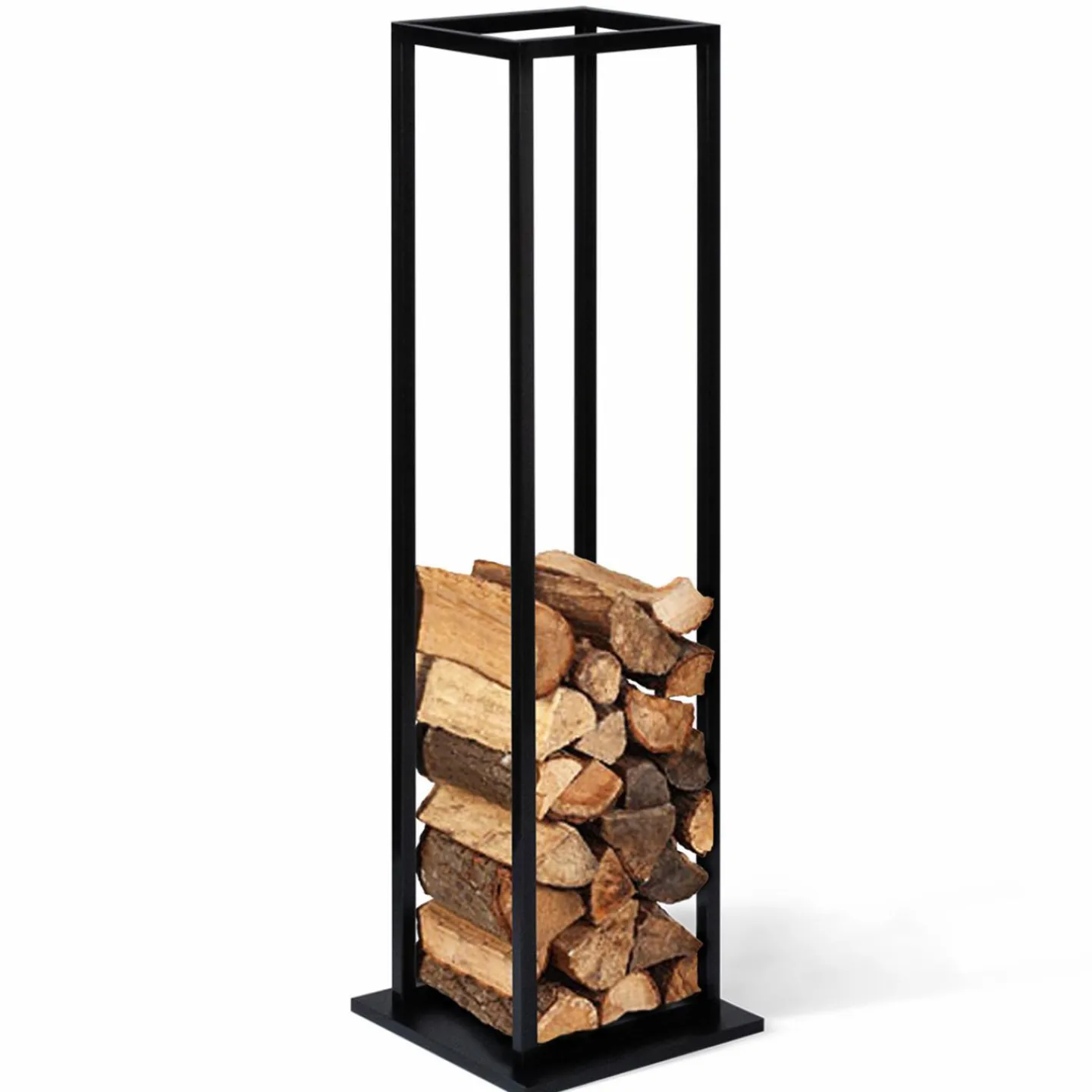 Porte bûches vertical intérieur 112 CM en métal noir*IDMarket