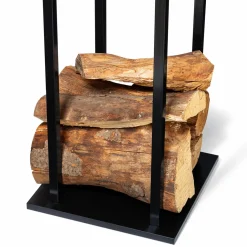 Porte bûches vertical intérieur 112 CM en métal noir*IDMarket