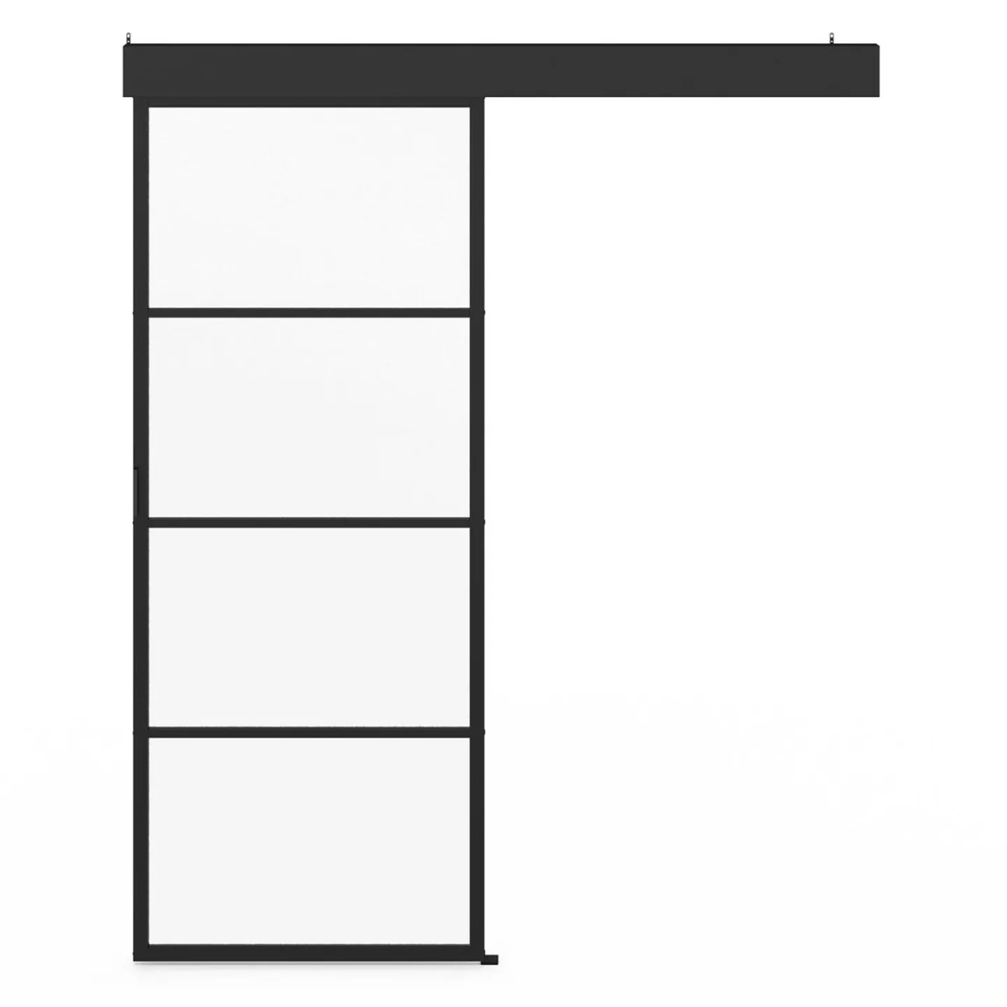 Porte coulissante vitrée en métal et MDF avec rail*IDMarket Clearance