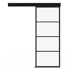 Porte coulissante vitrée en métal et MDF avec rail*IDMarket Clearance