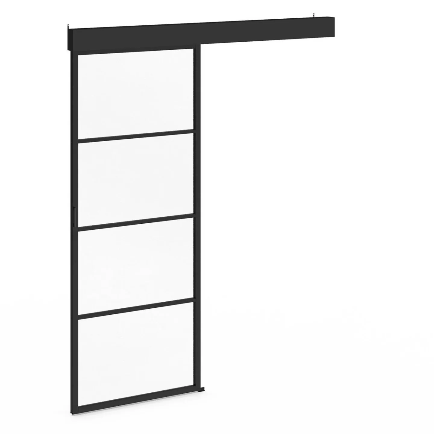 Porte coulissante vitrée en métal et MDF avec rail*IDMarket Clearance