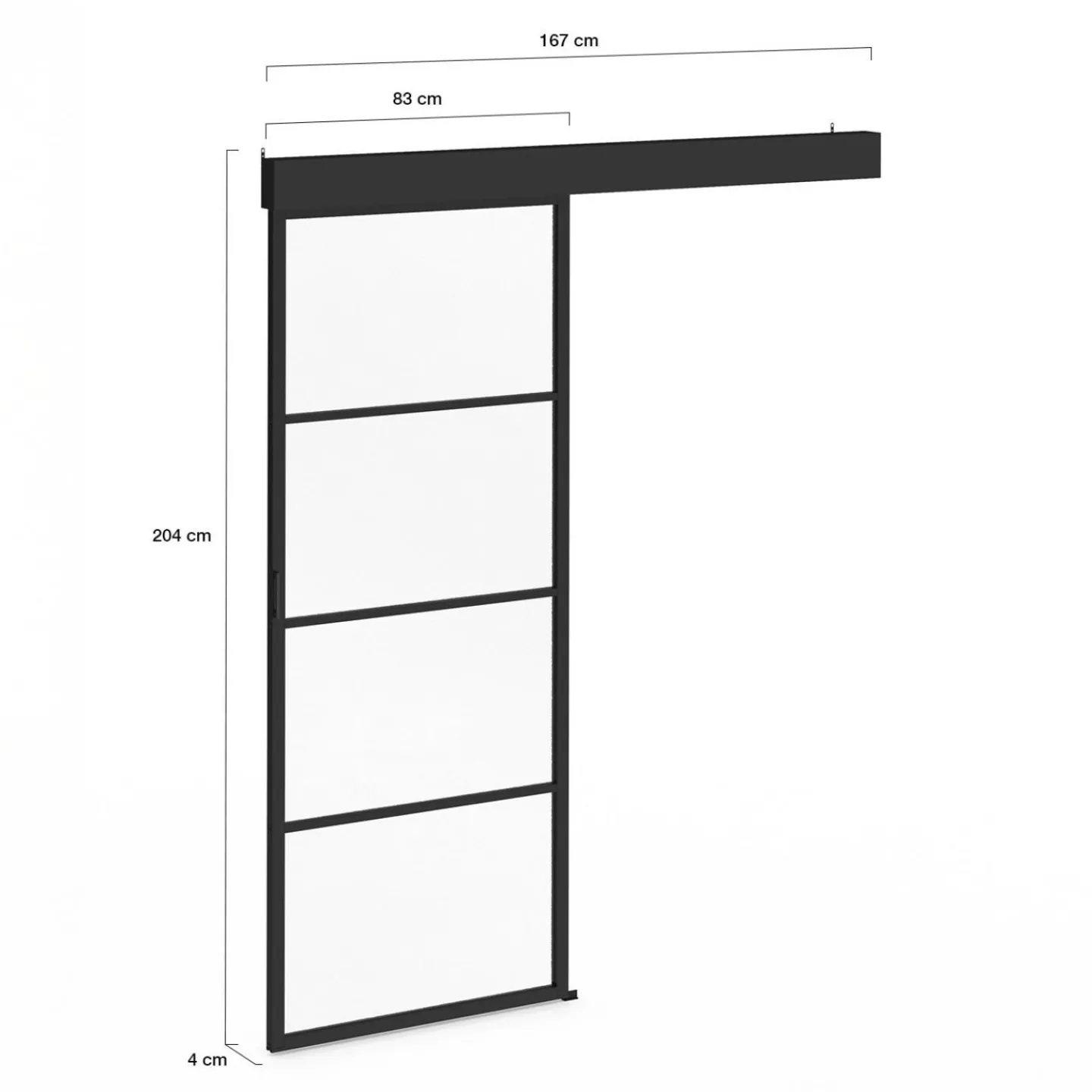 Porte coulissante vitrée en métal et MDF avec rail*IDMarket Clearance