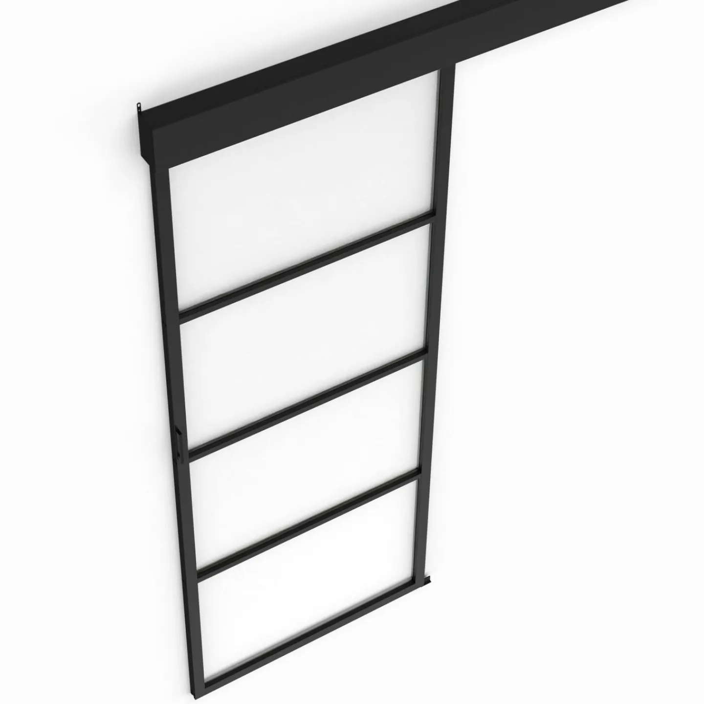 Porte coulissante vitrée en métal et MDF avec rail*IDMarket Clearance