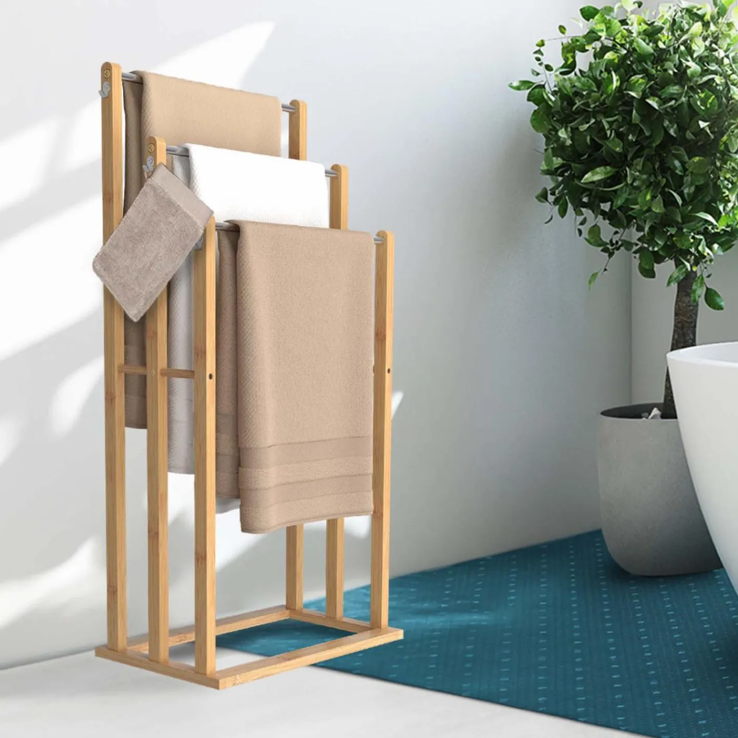 Porte serviettes en bambou 3 niveaux*IDMarket Sale