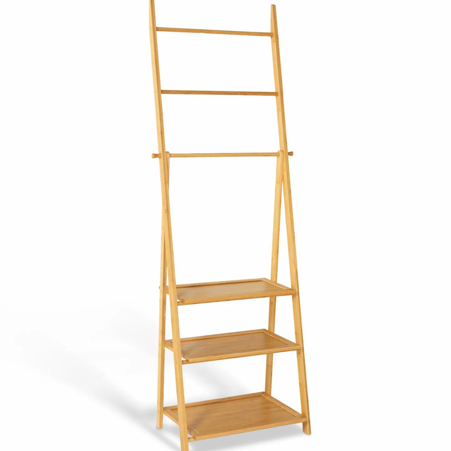 Porte serviettes en bambou pour salle de bain*IDMarket