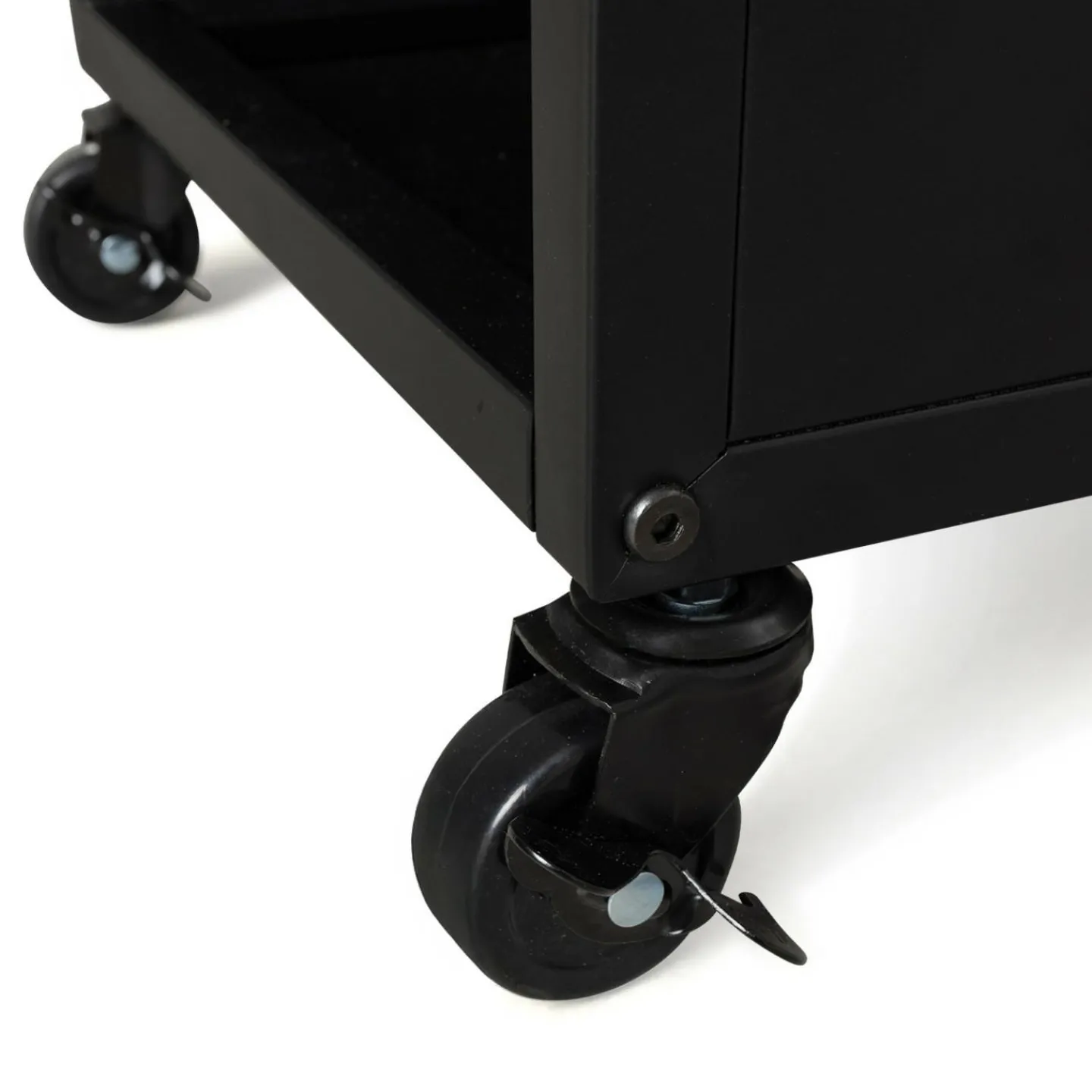 Porte-bûche intérieur 112 cm acier noir plein avec roulettes*IDMarket Sale