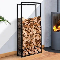Porte-bûches intérieur modulable 65x25x150 cm en métal noir*IDMarket Outlet