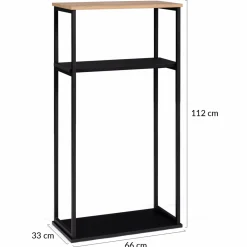 Porte-bûches intérieur vertical 33x66x112 cm en métal noir avec étagère*IDMarket Outlet