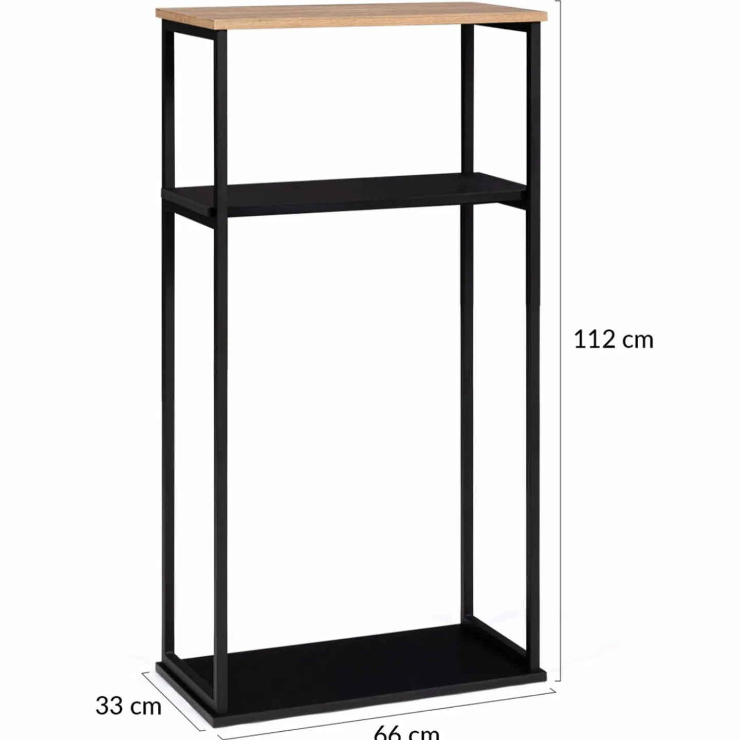 Porte-bûches intérieur vertical 33x66x112 cm en métal noir avec étagère*IDMarket Outlet