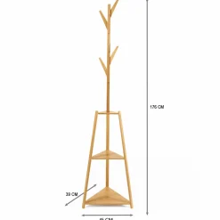 Porte-manteau bambou avec étagères d’angle*IDMarket Sale