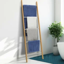 Porte-serviettes échelle 5 niveaux en bambou*IDMarket Sale