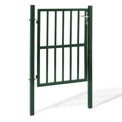 Portillon de jardin barreaudé en acier vert 105 x 125 CM avec serrure et poignée*IDMarket Discount