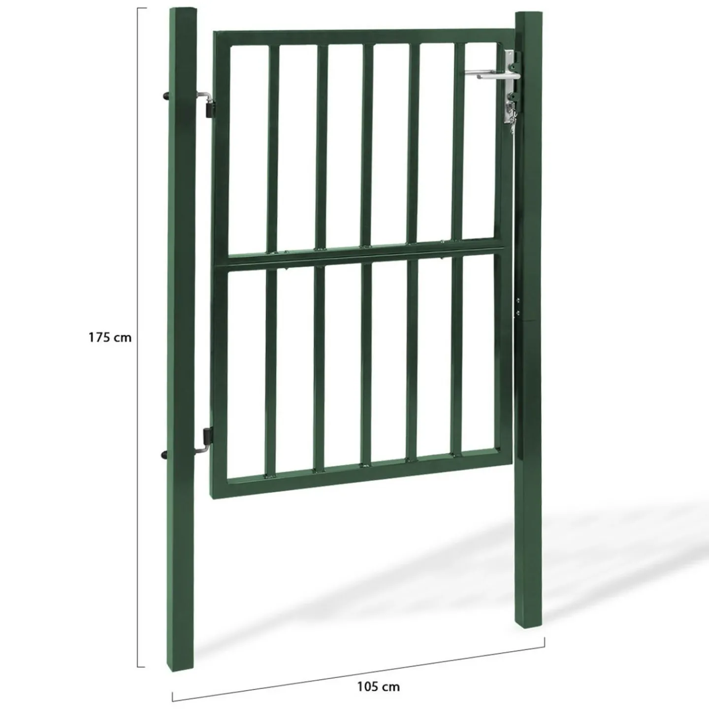 Portillon de jardin barreaudé en acier vert 105 x 125 CM avec serrure et poignée*IDMarket Discount