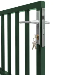 Portillon de jardin barreaudé en acier vert 105 x 125 CM avec serrure et poignée*IDMarket Discount
