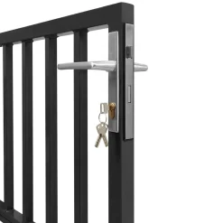 Portillon de jardin barreaudé en acier gris anthracite 105 x 125 CM avec serrure et poignée*IDMarket Hot