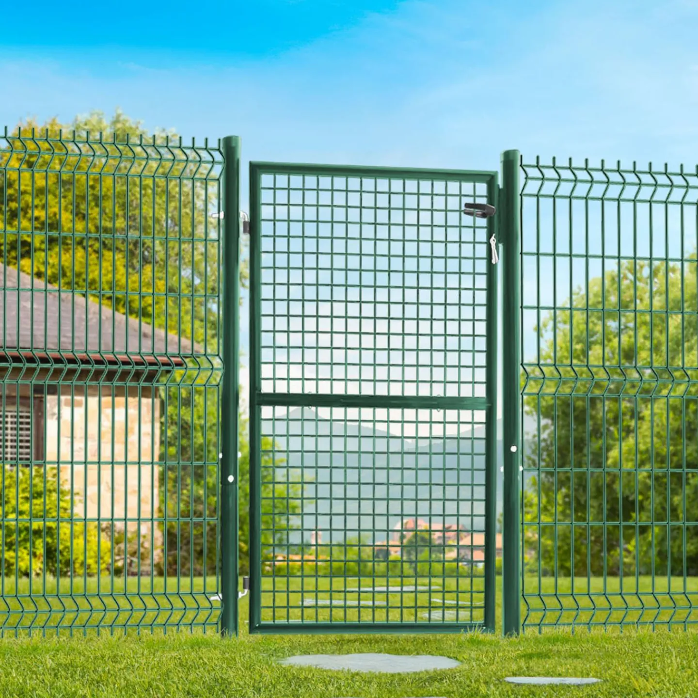 Portillon vert jardin en acier 105 x 150 cm*IDMarket Discount