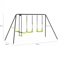 Portique balançoire 3 agrès pour jardin extérieur*IDMarket Best