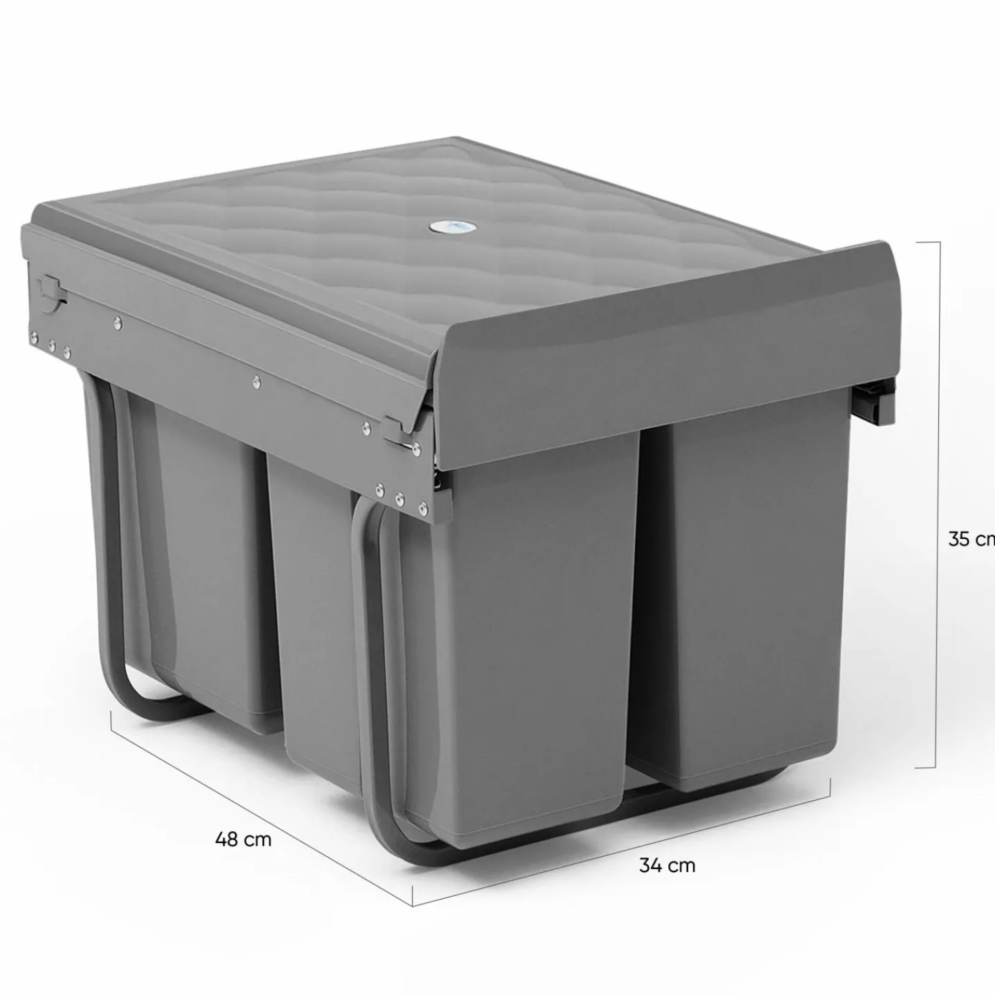 Poubelle tri sélectif 3 compartiments encastrable amoviles 1x15L + 2x8L*IDMarket New