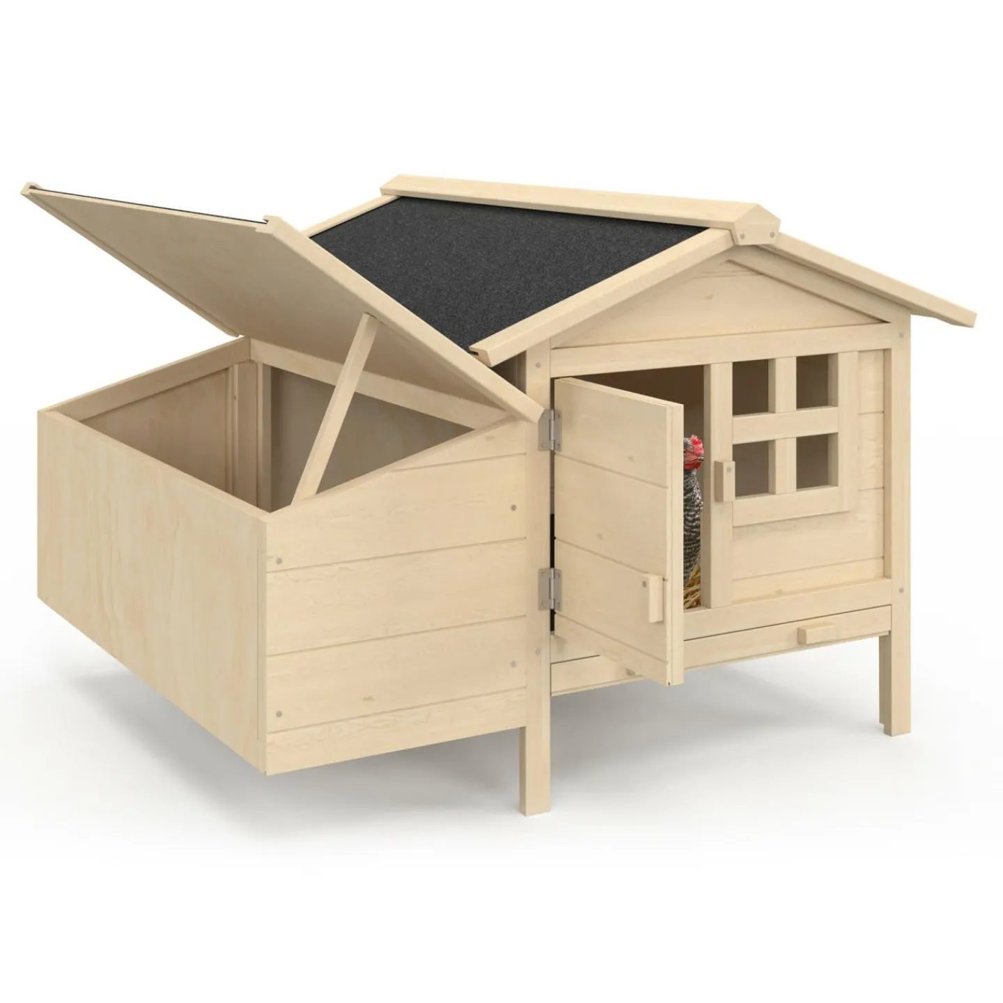Poulailler en bois 5 poules avec pondoir sur pilotis XXL*IDMarket Discount