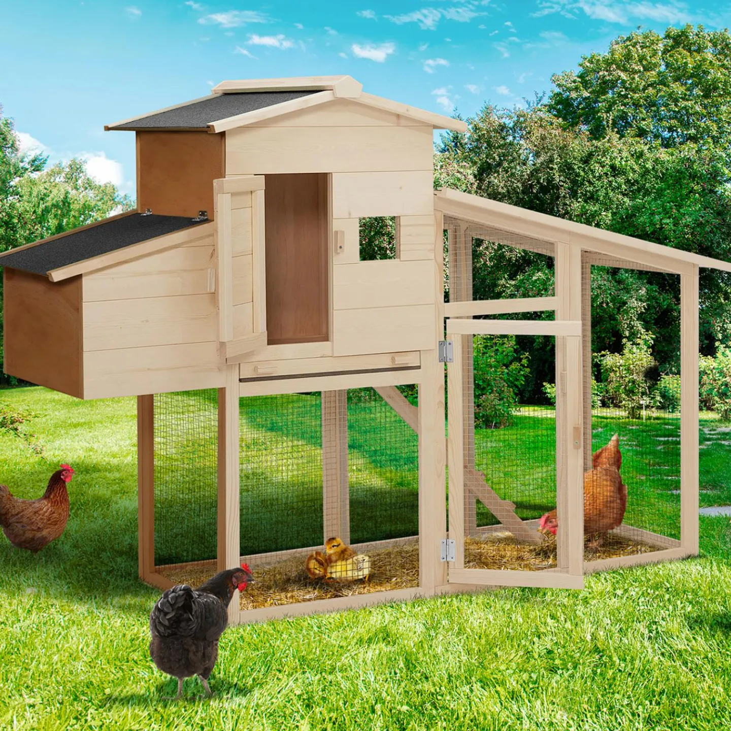 Poulailler en bois avec pondoir*IDMarket Best