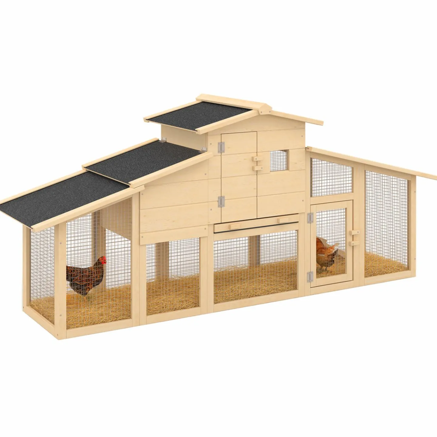 Poulailler XXL en bois avec pondoir*IDMarket New