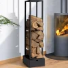 Range bûche intérieur vertical en acier noir avec tiroir*IDMarket Hot