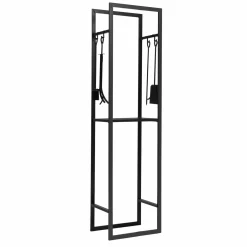 Range bûches vertical en acier noir et accessoires*IDMarket Best