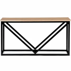 Range-bûches intérieur horizontal en métal noir et étagère bois*IDMarket New