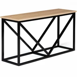 Range-bûches intérieur horizontal en métal noir et étagère bois*IDMarket New