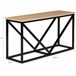 Range-bûches intérieur horizontal en métal noir et étagère bois*IDMarket New
